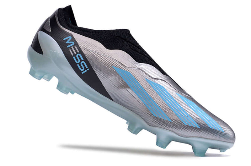 Chuteira Campo Adidas CrazyFast Messi.1 FG Prata e Azul "Infinito"