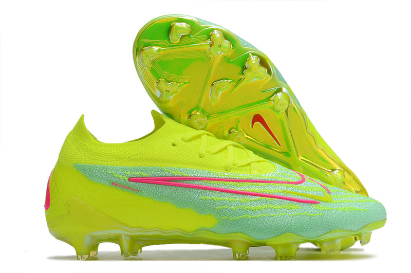 Chuteira Campo Nike Phantom GX Elite FG Verde e Rosa