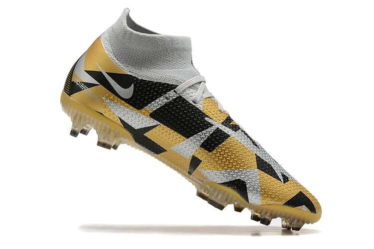 Chuteira Campo Nike Phantom GT2 DF Elite FG Cinza e Dourado