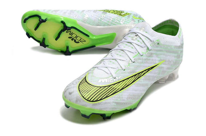 Chuteira Campo Nike Air Zoom Mercurial Vapor 15 Elite FG Branca e Verde