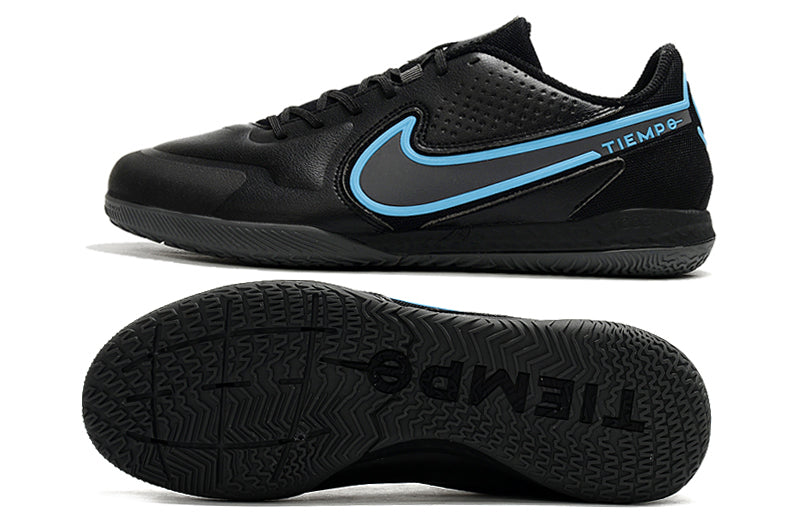 Chuteira Futsal Nike Tiempo Legend 9 Elite IC Preta e Azul "Renew Pack"