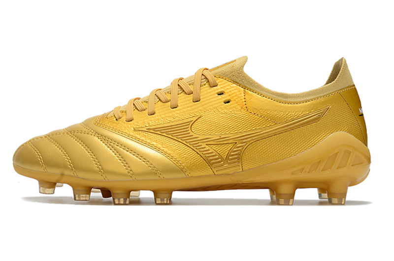 Chuteira Campo Mizuno Morelia Neo 3 FG Dourada