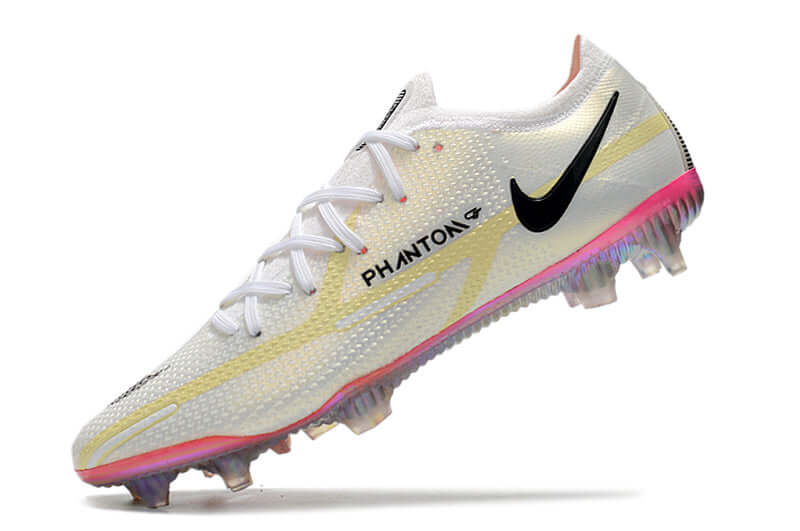 Chuteira Campo Nike Phantom GT2 Elite FG Branca e Amarelo "Rawdacious Pack"