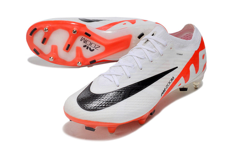 Chuteira Campo Nike Air Zoom Mercurial Vapor 15 Elite Ponta de Aluminio Branca e Laranja "Ready Pack"