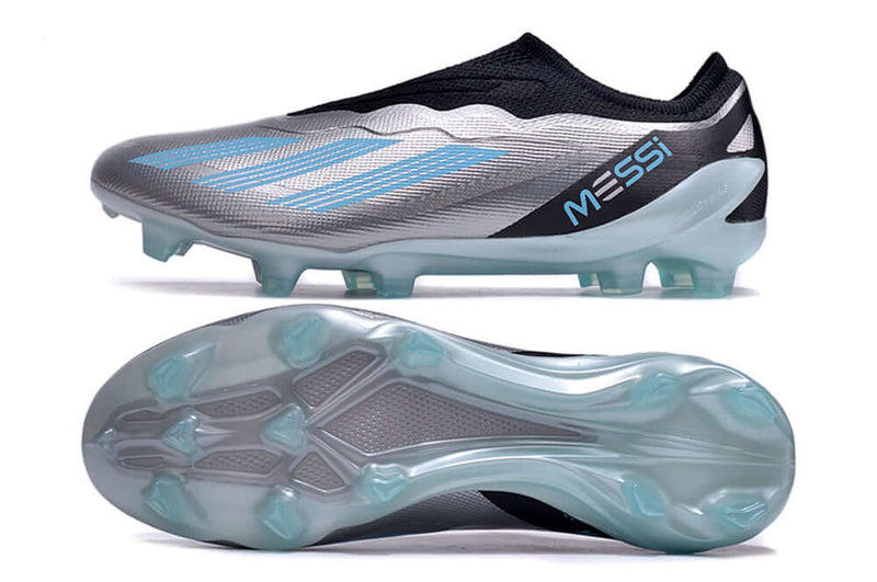 Chuteira Campo Adidas CrazyFast Messi.1 FG Prata e Azul "Infinito"