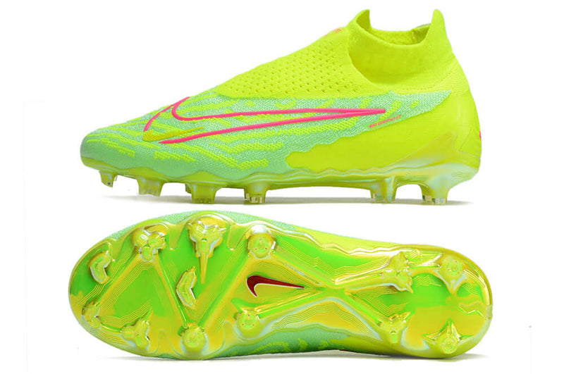 Chuteira Campo Nike Phantom GX DF Elite FG Verde e Rosa