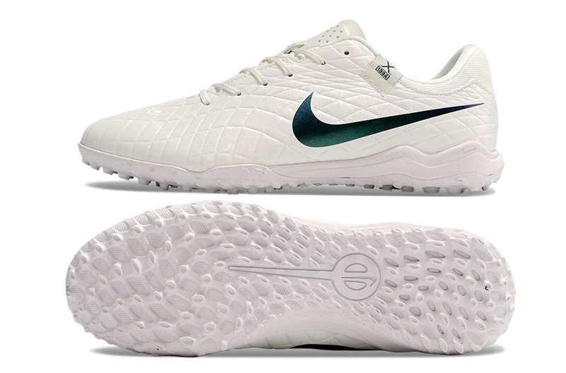 Chuteira Society Nike Tiempo Legend 10 Pro TF Branca e Verde "Pearl Pack"