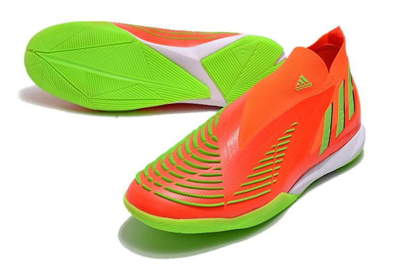 Chuteira Futsal Adidas Predator Edge+ IC Laranja e Verde "Game Data Pack"