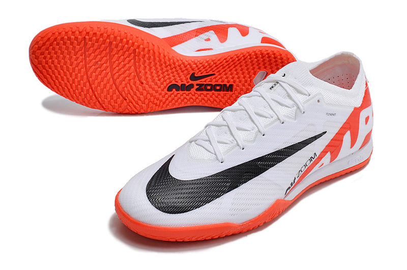 Chuteira Futsal Nike Air Zoom Mercurial Vapor 15 Elite IC Branca e Laranja "Ready Pack"