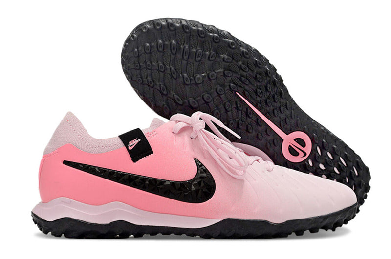 Chuteira Society Nike Tiempo Legend 10 Pro TF Rosa e Preto "Mad Brilliance Pack"