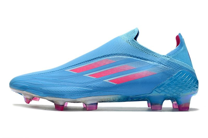 Chuteira Campo Adidas X SpeedFlow+ FG Azul e Rosa "Sapphire Edge Pack"