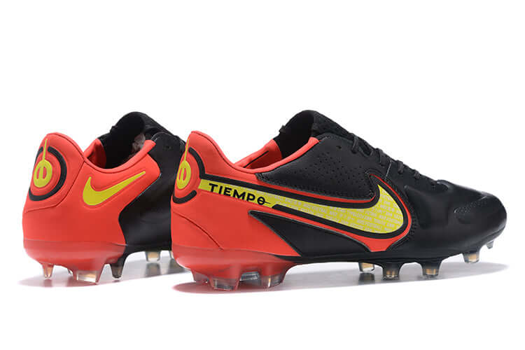 Chuteira Campo Nike Tiempo Legend 9 Elite FG Preta e Laranja