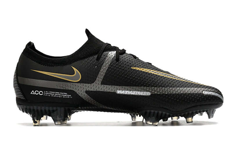 Chuteira Campo Nike Phantom GT2 Elite FG Preta e Dourada "Shadow Pack"