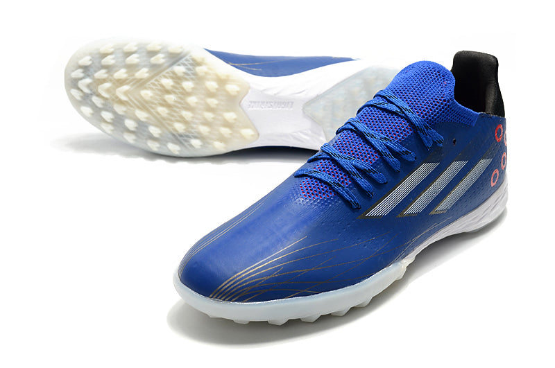 Chuteira Society Adidas X Speedflow.1 TF Azul e Branca