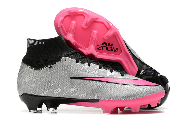 Chuteira Campo Nike Air Zoom Mercurial Superfly 9 Elite FG Preta e Rosa "25 anos Nike"