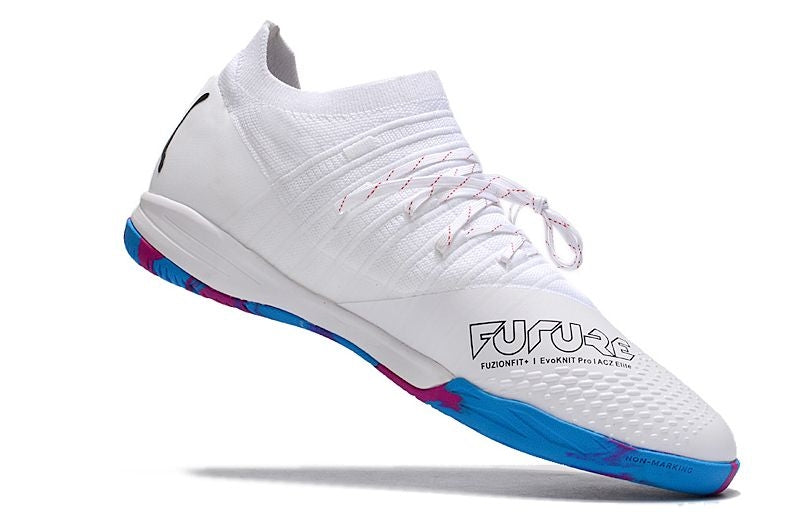 Chuteira Futsal Puma Future Z 1.3 IC Branca e Azul