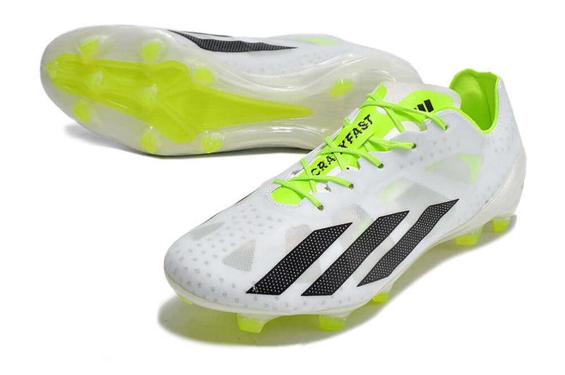 Chuteira Campo Adidas CrazyFast+ FG Branca e Verde "Crazyrush Pack"