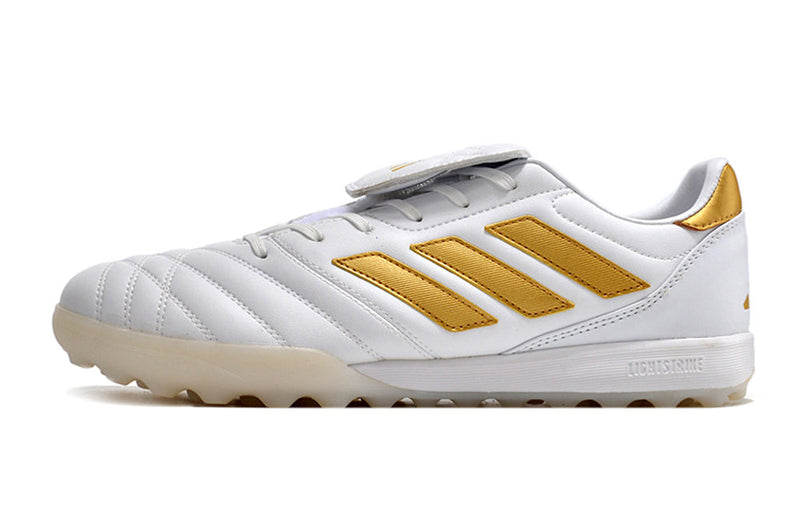 Chuteira Society Adidas Copa Gloro TF Branca e Dourada