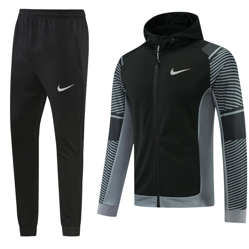 Conjunto de Moletom Nike com Touca Preto e Cinza