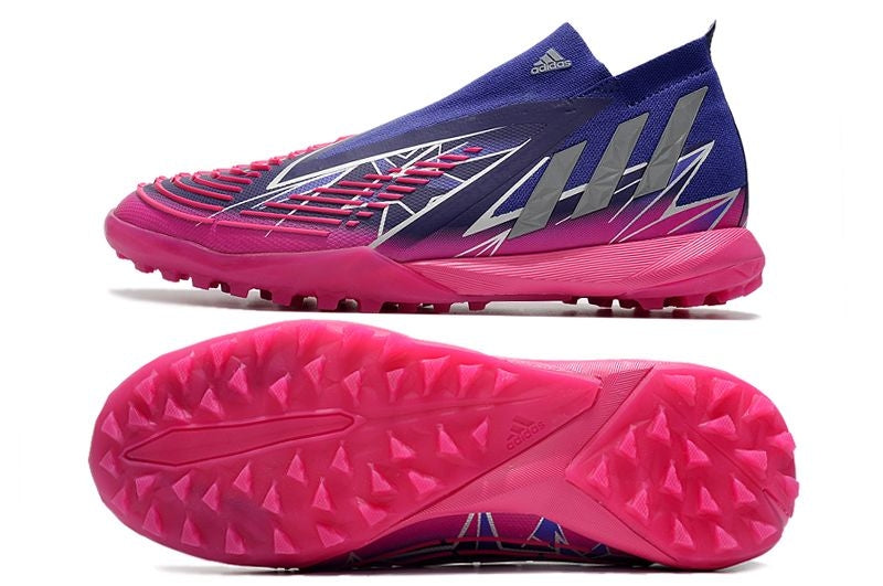 Chuteira Society Adidas Predator Edge+ TF Roxo e Rosa "Champions Code Pack"