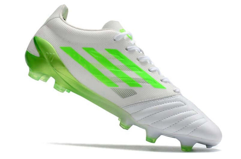 Chuteira Campo Adidas X SpeedPortal 99 Leather.1 FG Branca e Verde