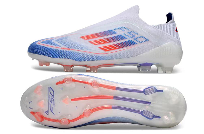 Chuteira Campo Adidas F50 LL FG Branca, Azul e Vermelha "Advancement Pack"