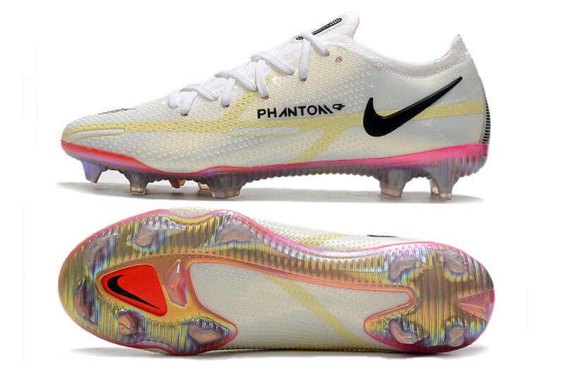 Chuteira Campo Nike Phantom GT2 Elite FG Branca e Amarelo "Rawdacious Pack"