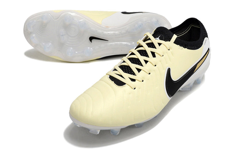 Chuteira Campo Nike Tiempo Legend 10 Elite FG Bege e Branca "Mad Ready Pack"