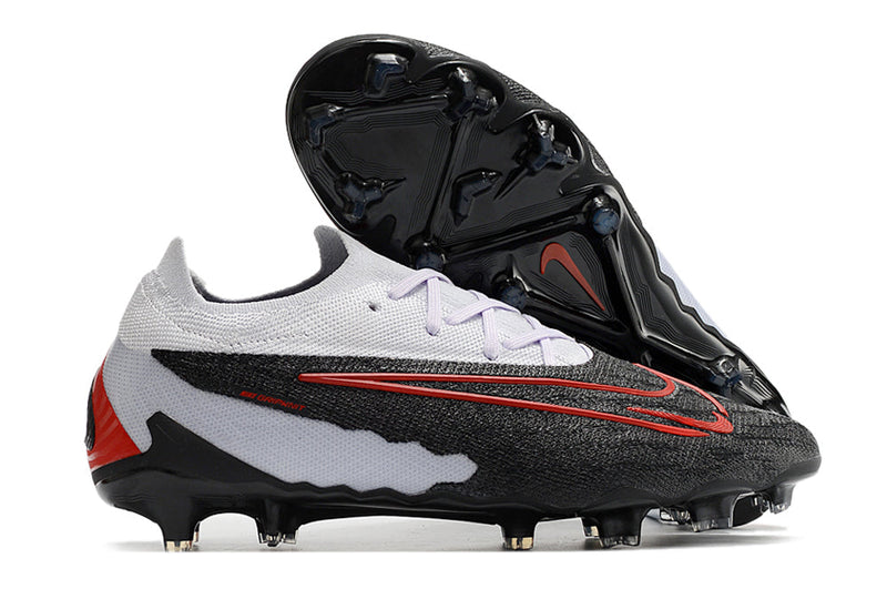 Chuteira Campo Nike Phantom GX Elite FG Branca, Preta e Vermelha