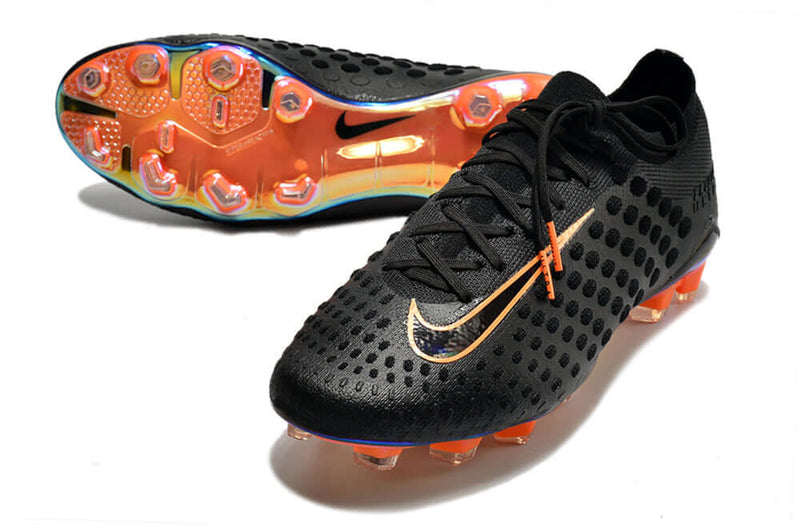 Chuteira Campo Nike Phantom Ultra Venom Elite FG Preta e Laranja