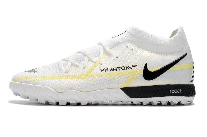 Chuteira Society Nike Phantom GT2 DF Elite TF Branco e Preto