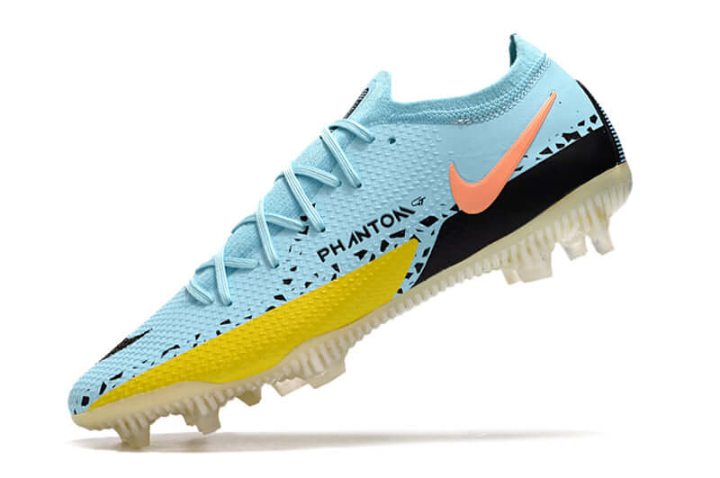 Chuteira Campo Nike Phantom GT2 Elite FG Azul, Preto e Amarelo "Lucent Pack"