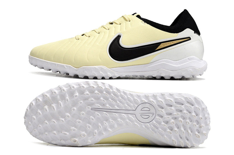 Chuteira Society Nike Tiempo Legend 10 Pro TF Bege e Preta "Mad Ready Pack"