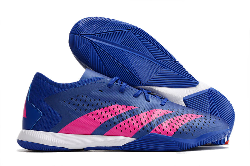 Chuteira Futsal Adidas Predator Accuracy.1 IC Low Azul e Rosa "Pogba"