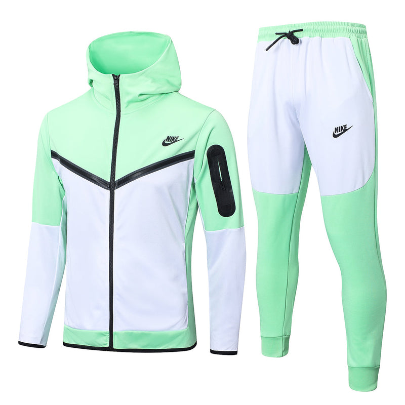 Conjunto de Moletom Nike Sportswear Tech Fleece com Touca Verde e Branco