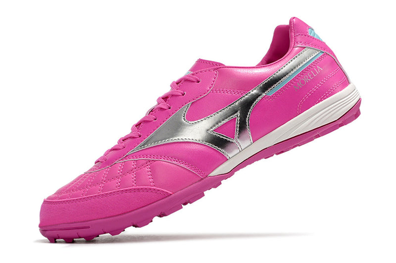 Chuteira Society Mizuno Morelia Sala Japan TF Rosa e Prata