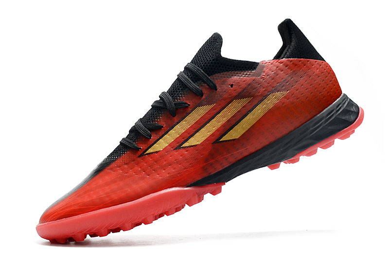 Chuteira Society Adidas X Speedflow.1 TF Vermelho e Preto "Showdown Pack"