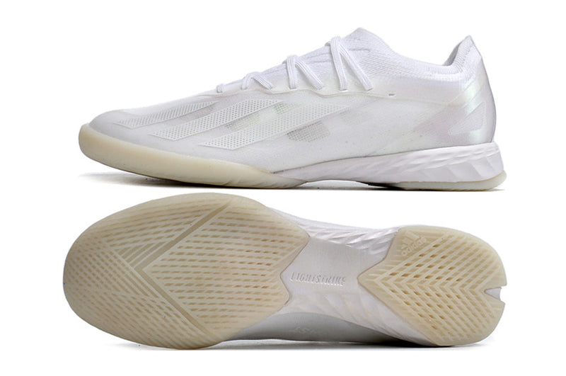 Chuteira Futsal Adidas X Crazyfast.1 IC Branca "Pearlized Pack"