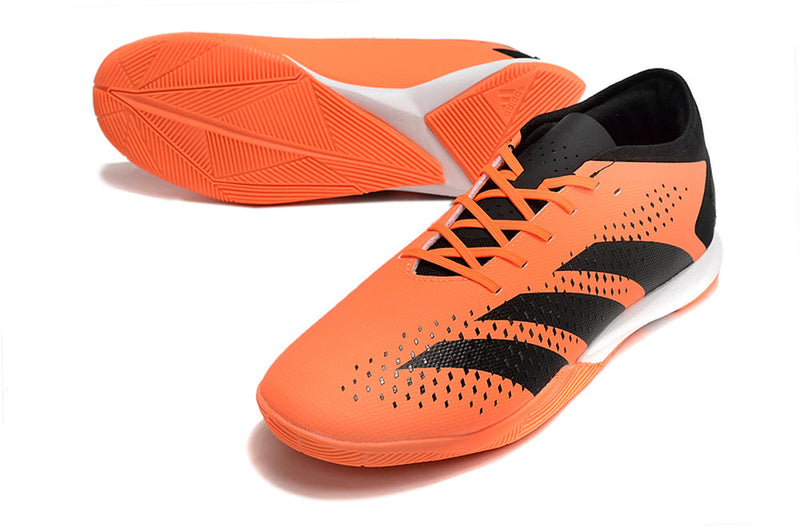 Chuteira Futsal Adidas Predator Accuracy.1 IC Low Laranja e Preta "Heatspawn Pack"