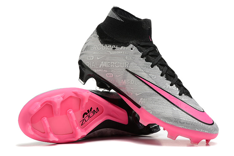 Chuteira Campo Nike Air Zoom Mercurial Superfly 9 Elite FG Preta e Rosa "25 anos Nike"