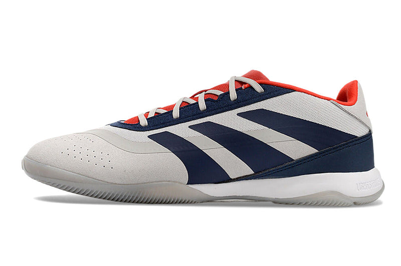 Chuteira Futsal Adidas Predator 24 Elite IC Prata, Azul e Vermelho "Roteiro Pack"