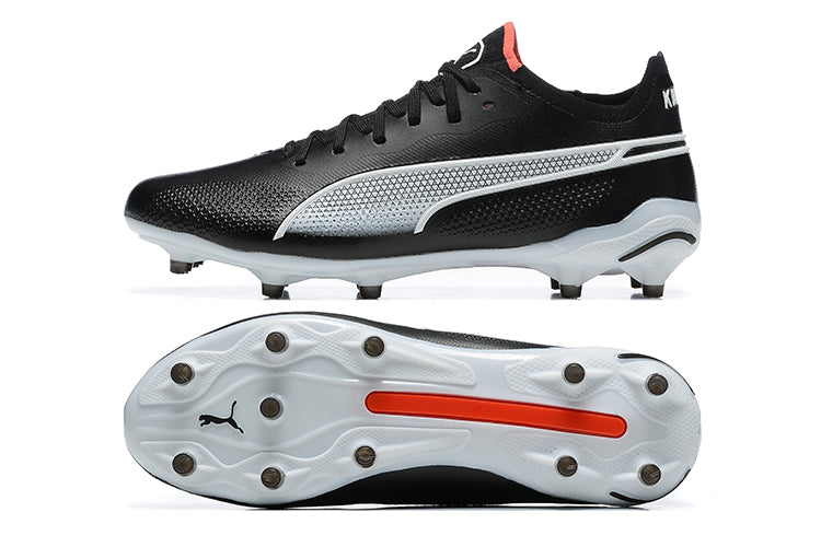 Chuteira Campo Puma King Ultimate FG Preta e Branca "Classic"