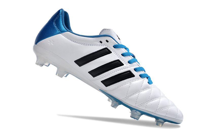 Chuteira Campo Adidas AdiPure 11 Pro FG Branca e Azul "Toni Kroos"