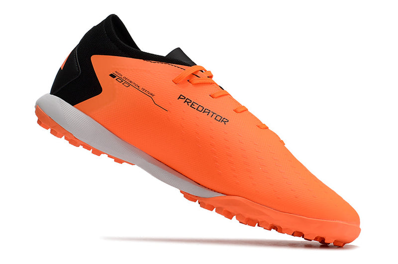 Chuteira Society Adidas Predator Accuracy.1 TF Low Preta e Laranja "Heatspawn Pack"