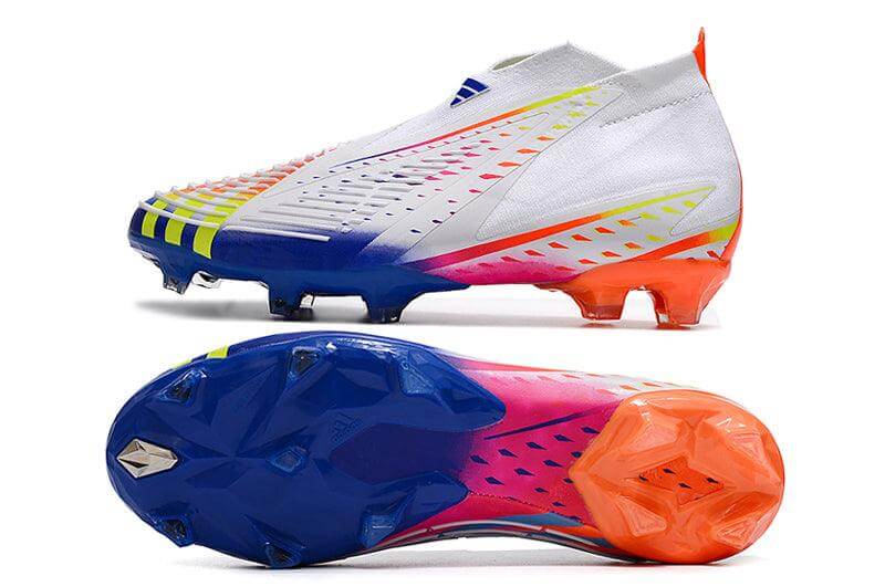 Chuteira Campo Adidas Predator Edge+ FG Branca e Colorida "Al Rihla Pack"