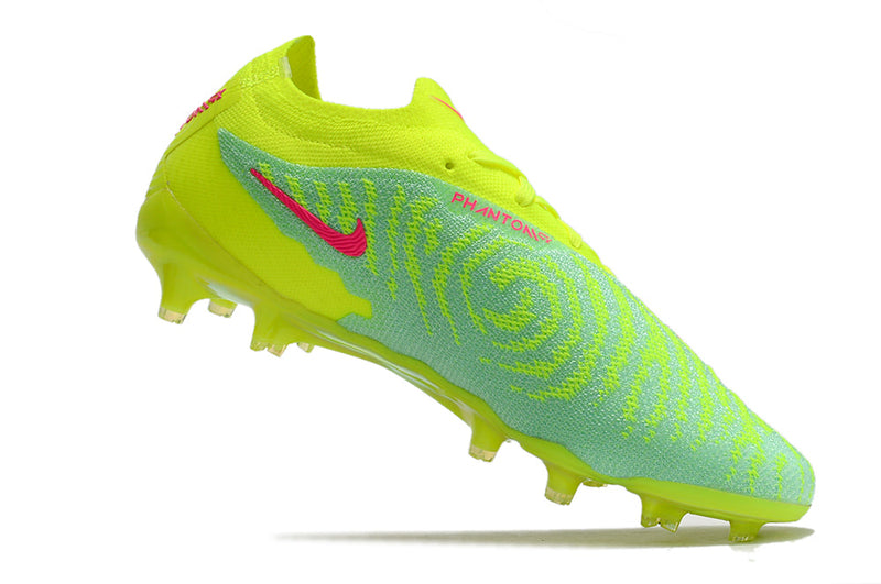 Chuteira Campo Nike Phantom GX Elite FG Verde e Rosa