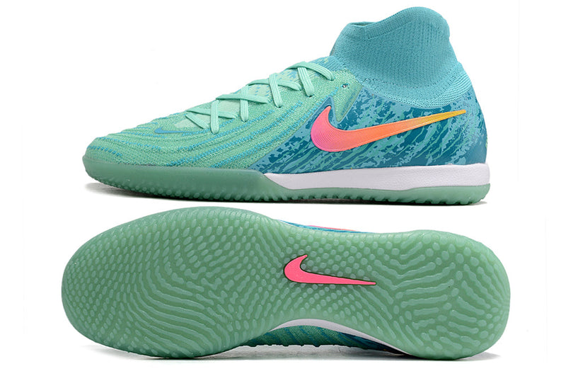 Chuteira Futsal Nike Phantom Luna Elite IC Azul e Verde "Vortex Pack"