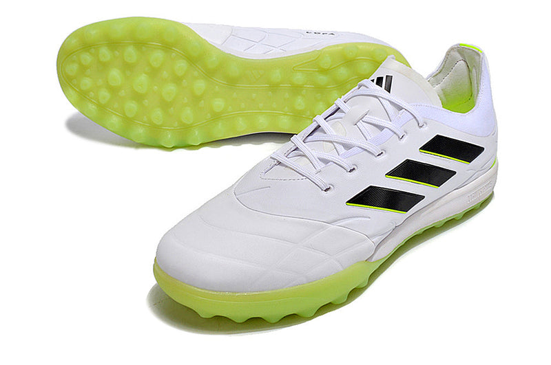 Chuteira Society Adidas Copa Pure.1 TF Branca e Verde "Crazyrush Pack"