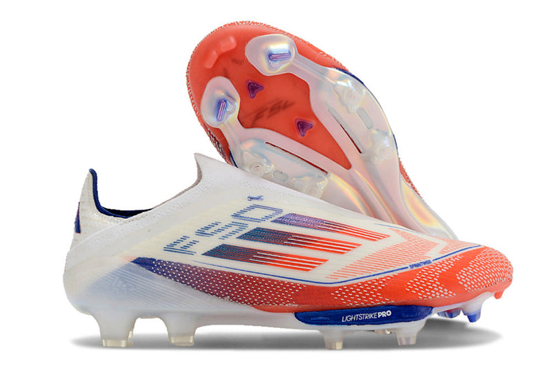 Chuteira Campo Adidas F50+ LL FG Branca, Azul e Vermelha "Advancement Pack"