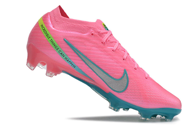 Chuteira Campo Nike Air Zoom Mercurial Vapor 15 Elite FG Rosa e Azul